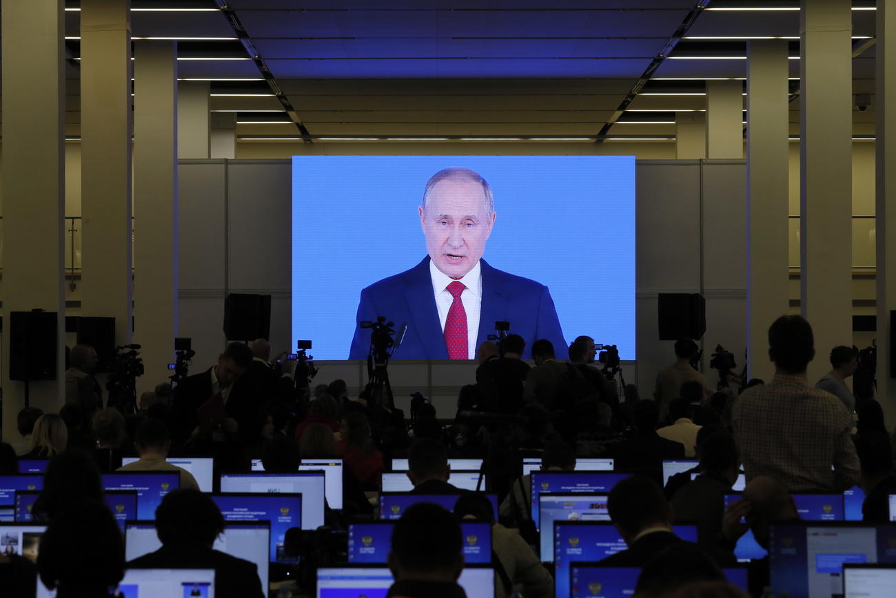 Vladimir Putin presents his annual address to the Federal Assembly