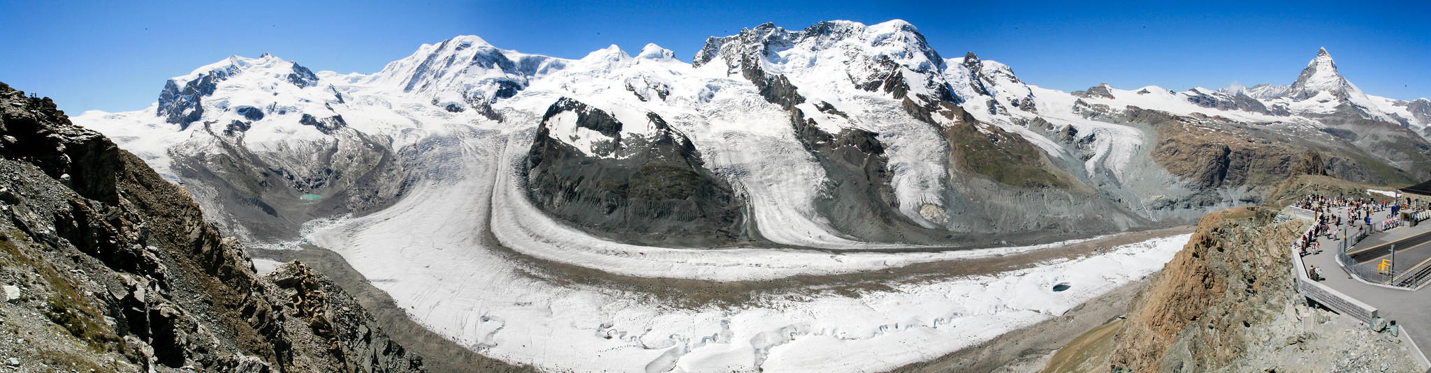 Looking down on the Gorner glacier, in 2009