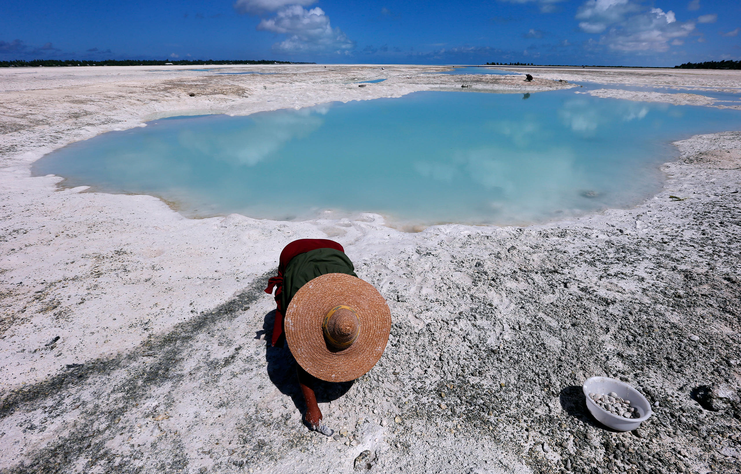 A woman on the low-lying South Pacific island nation of Kiribati