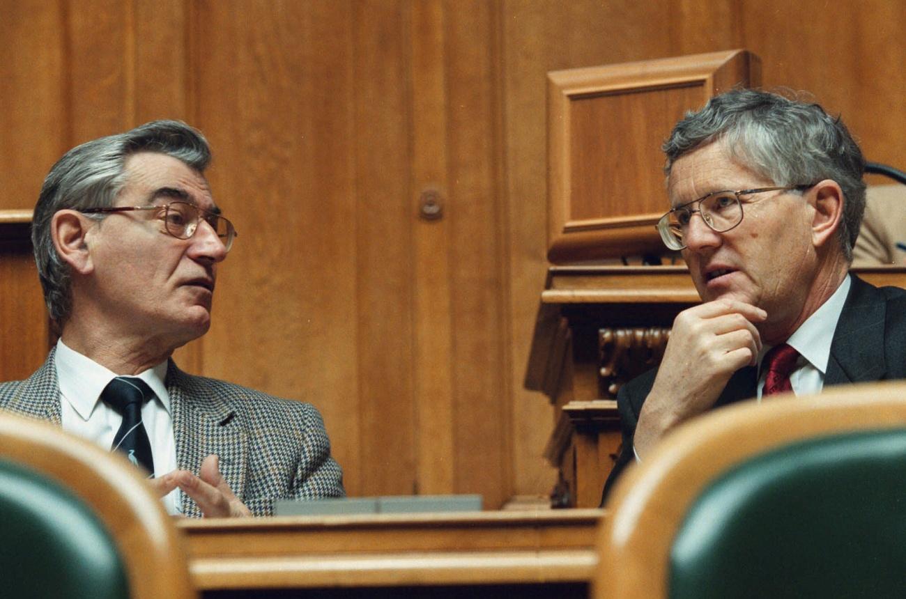 Swiss parliamentarian Georg Stucky and cabinet minister Kaspar Villiger