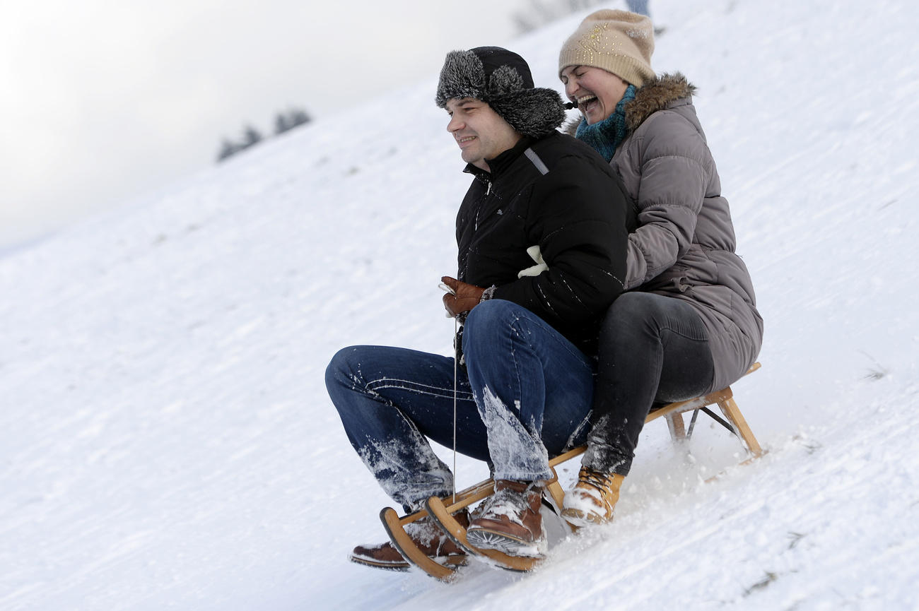 Couple sledging
