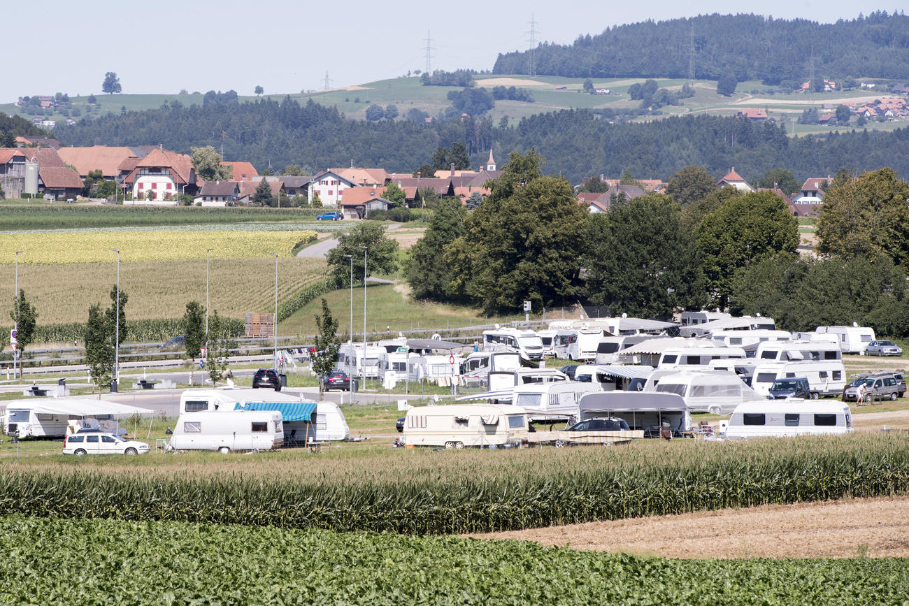 Caravan site in a field