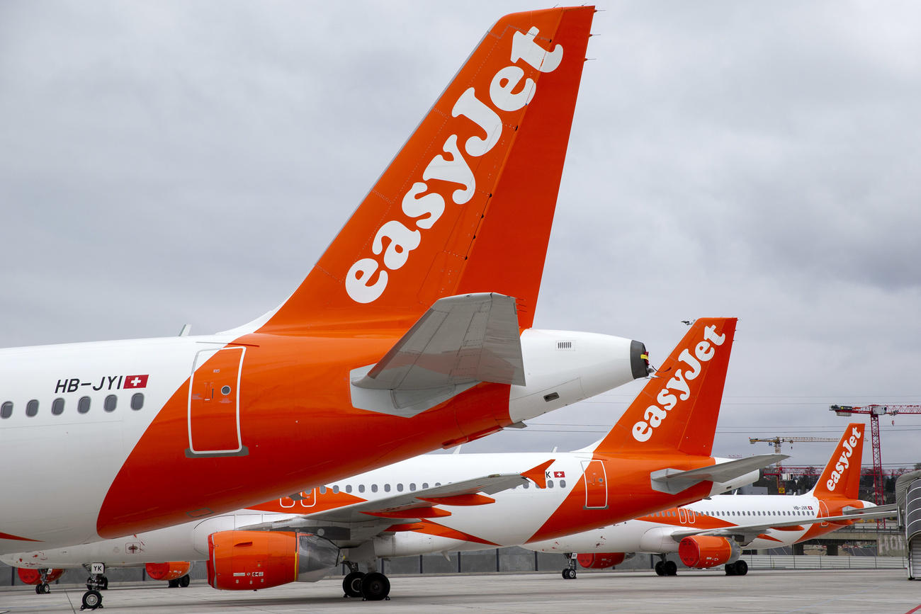 Numerous EasyJet planes have been parked on the tarmac at Geneva Airport