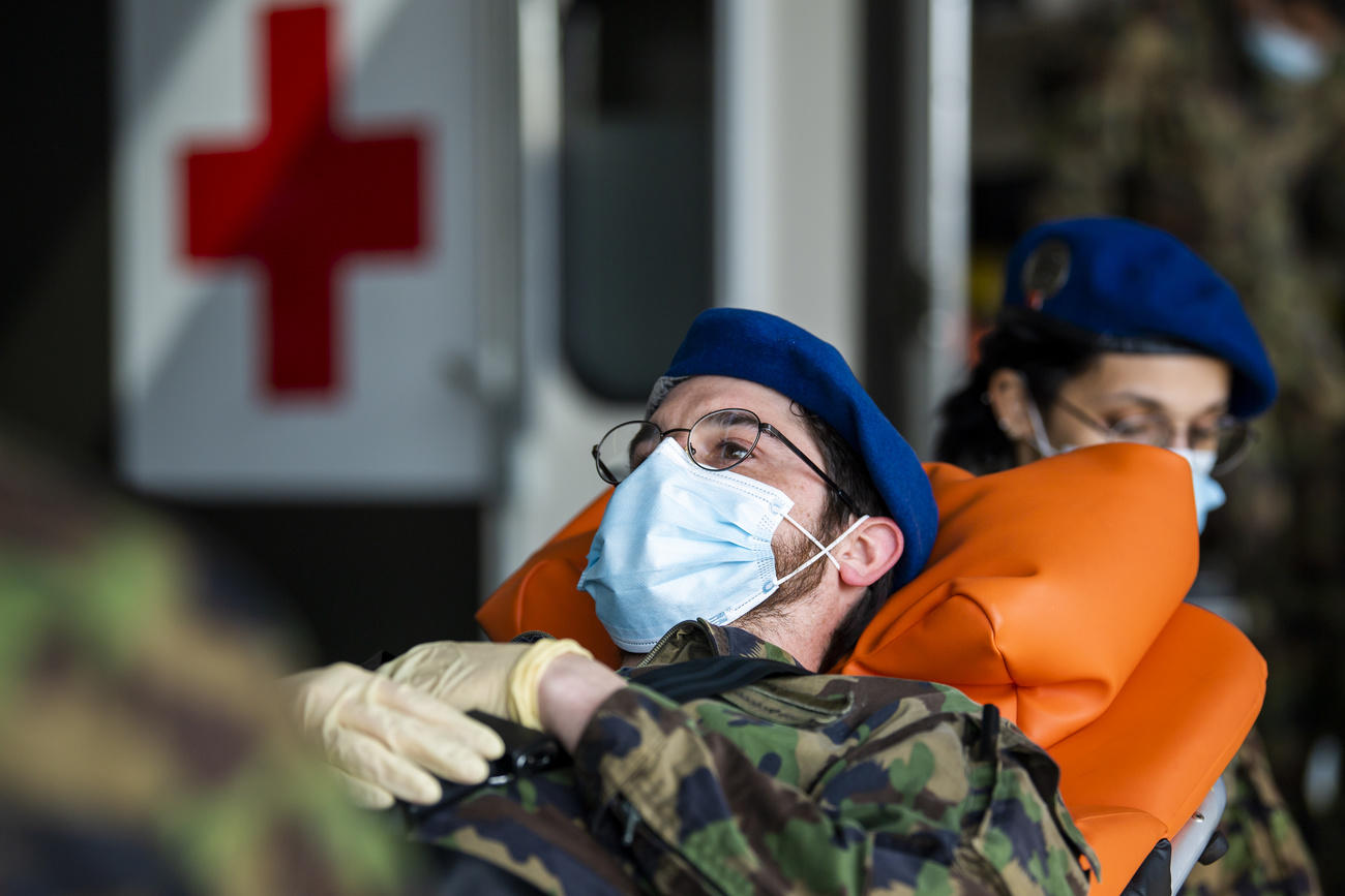 Swiss soldier with mask