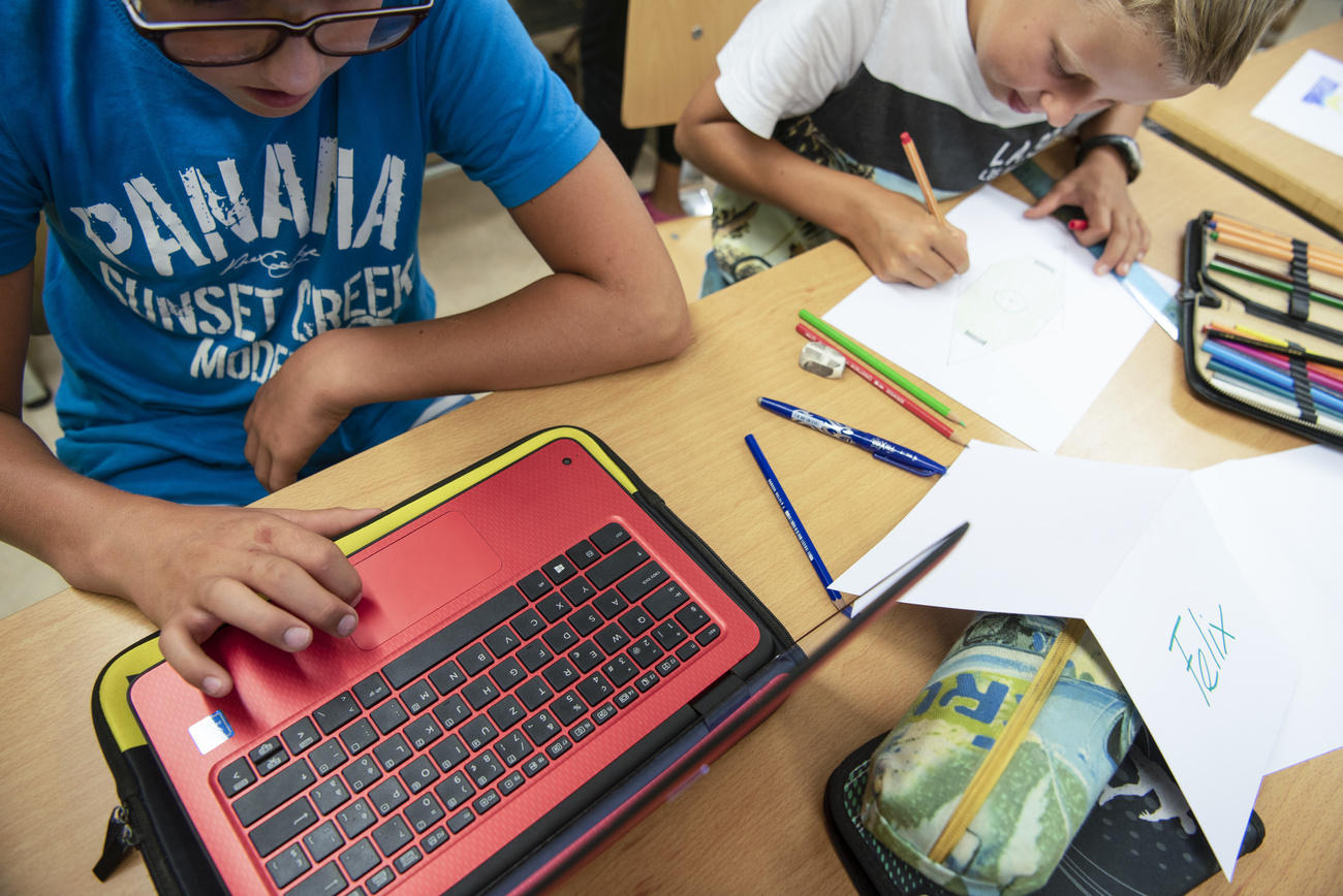 Children working at a computer