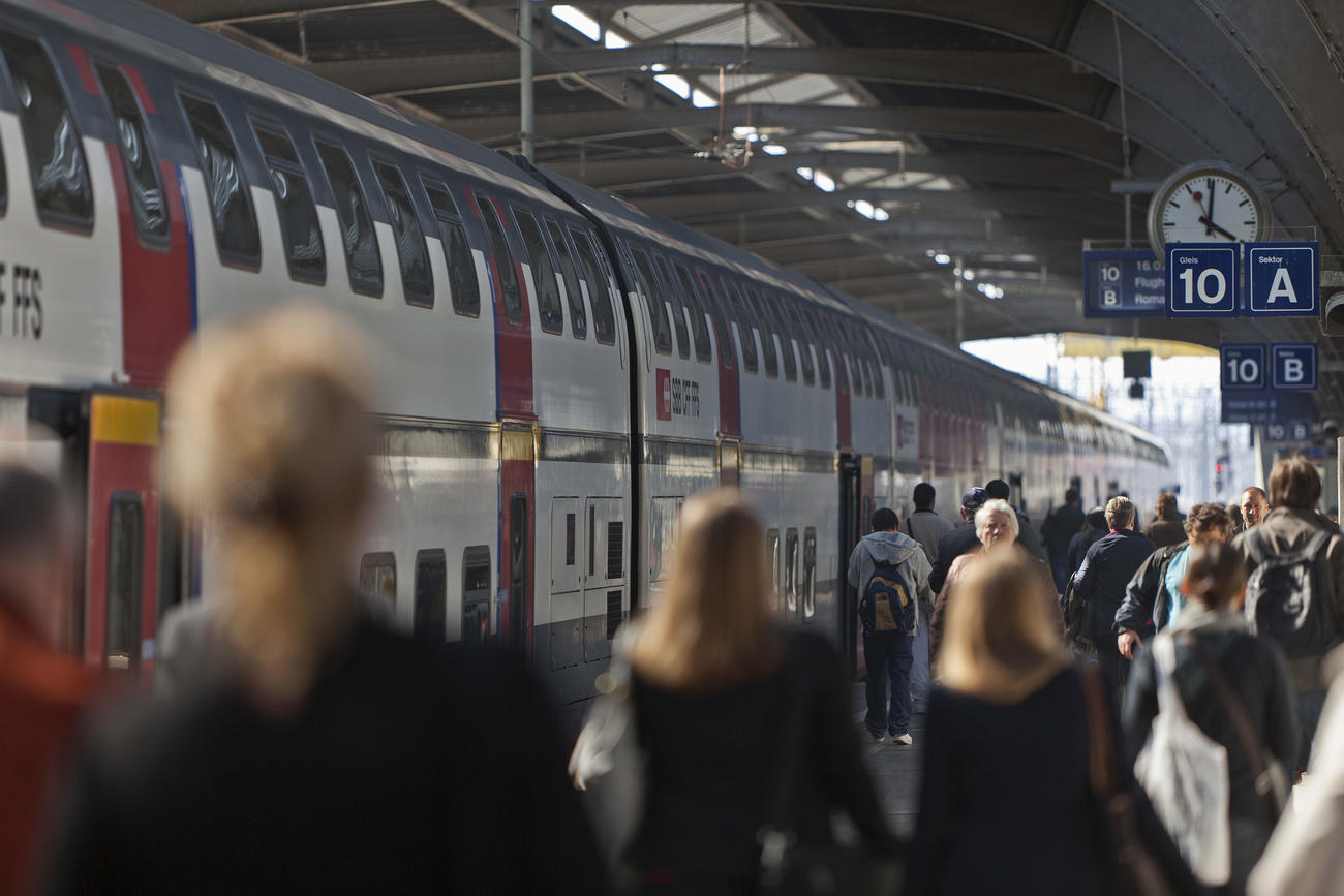 Train station with commuters