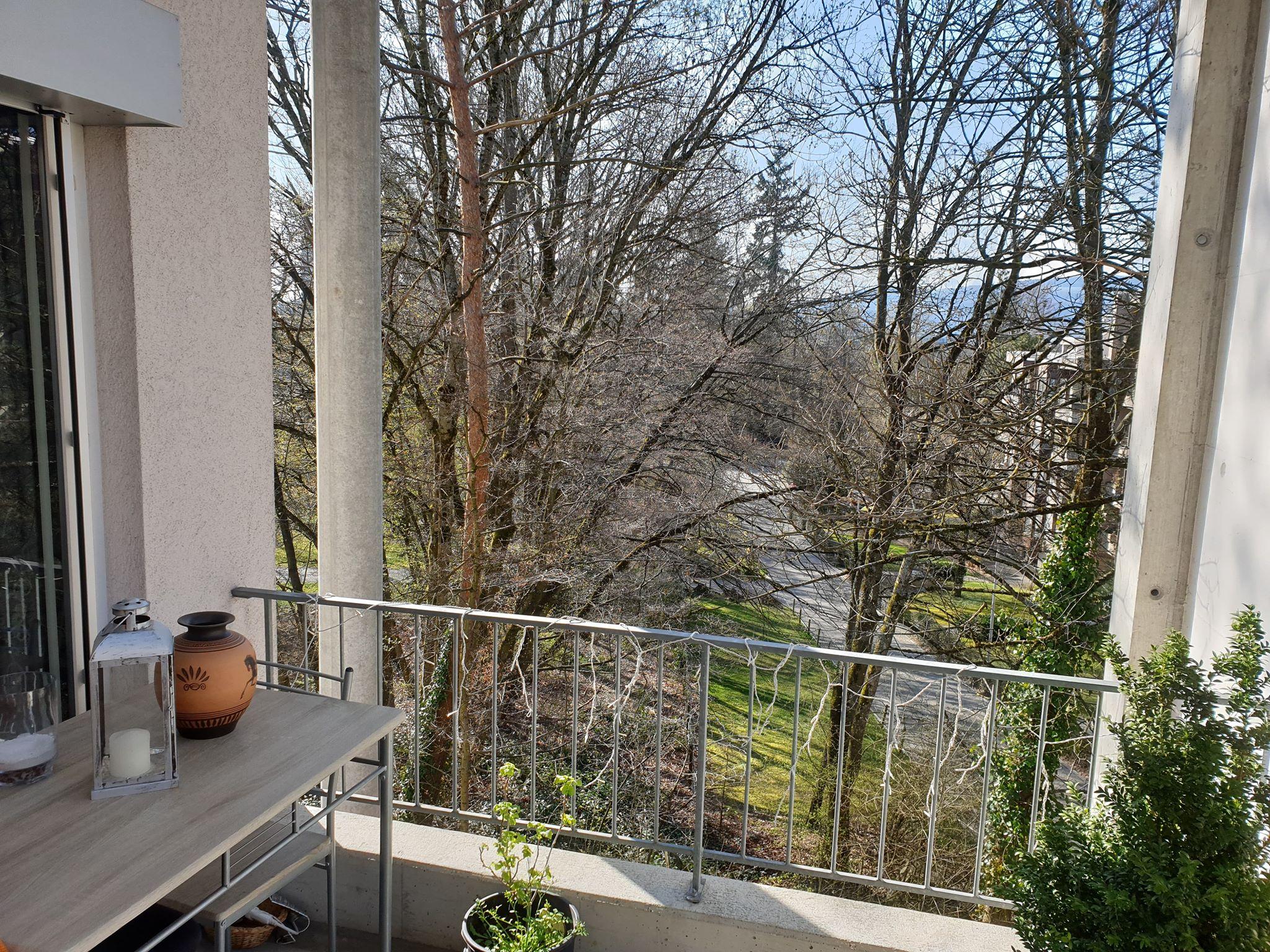 Balkon. Sicht auf Bäume