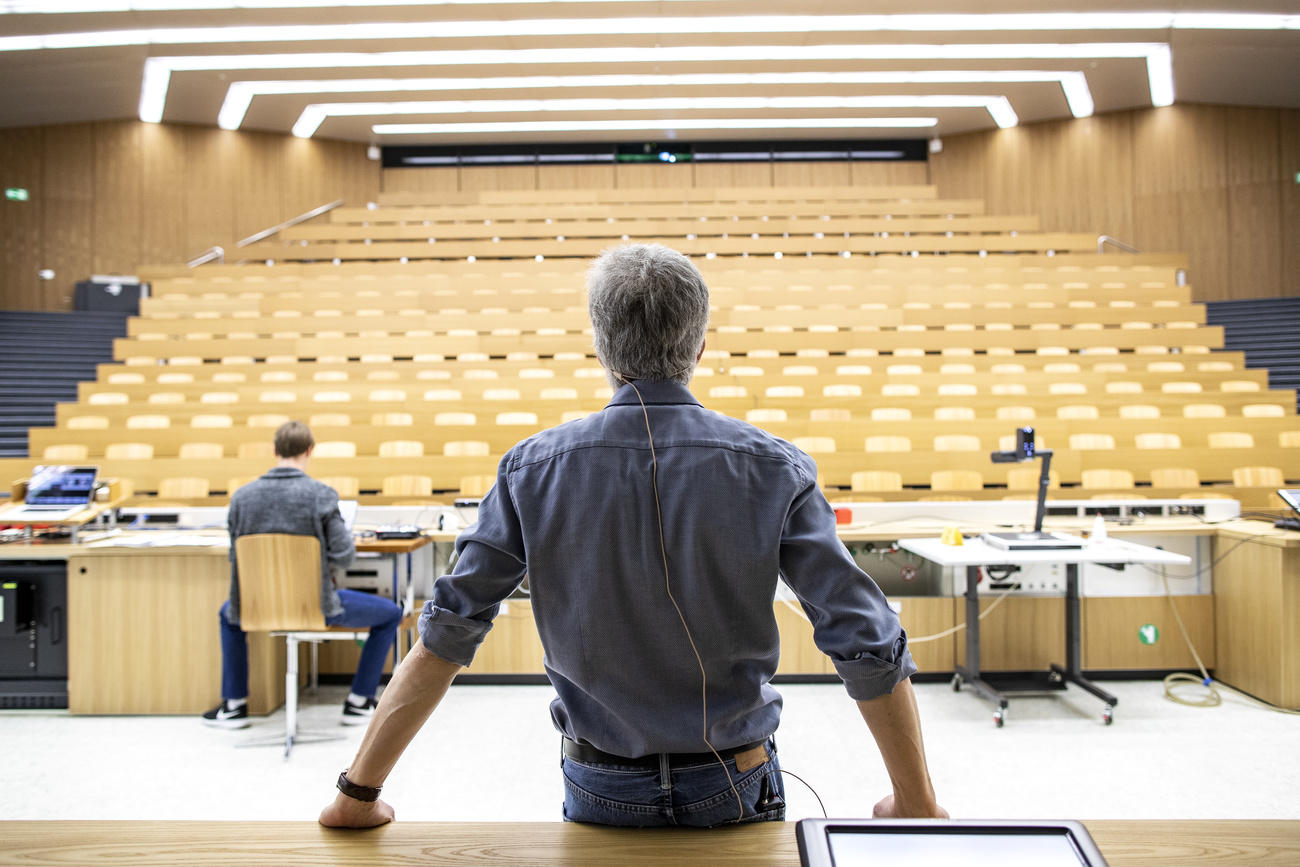 man giving online lecture