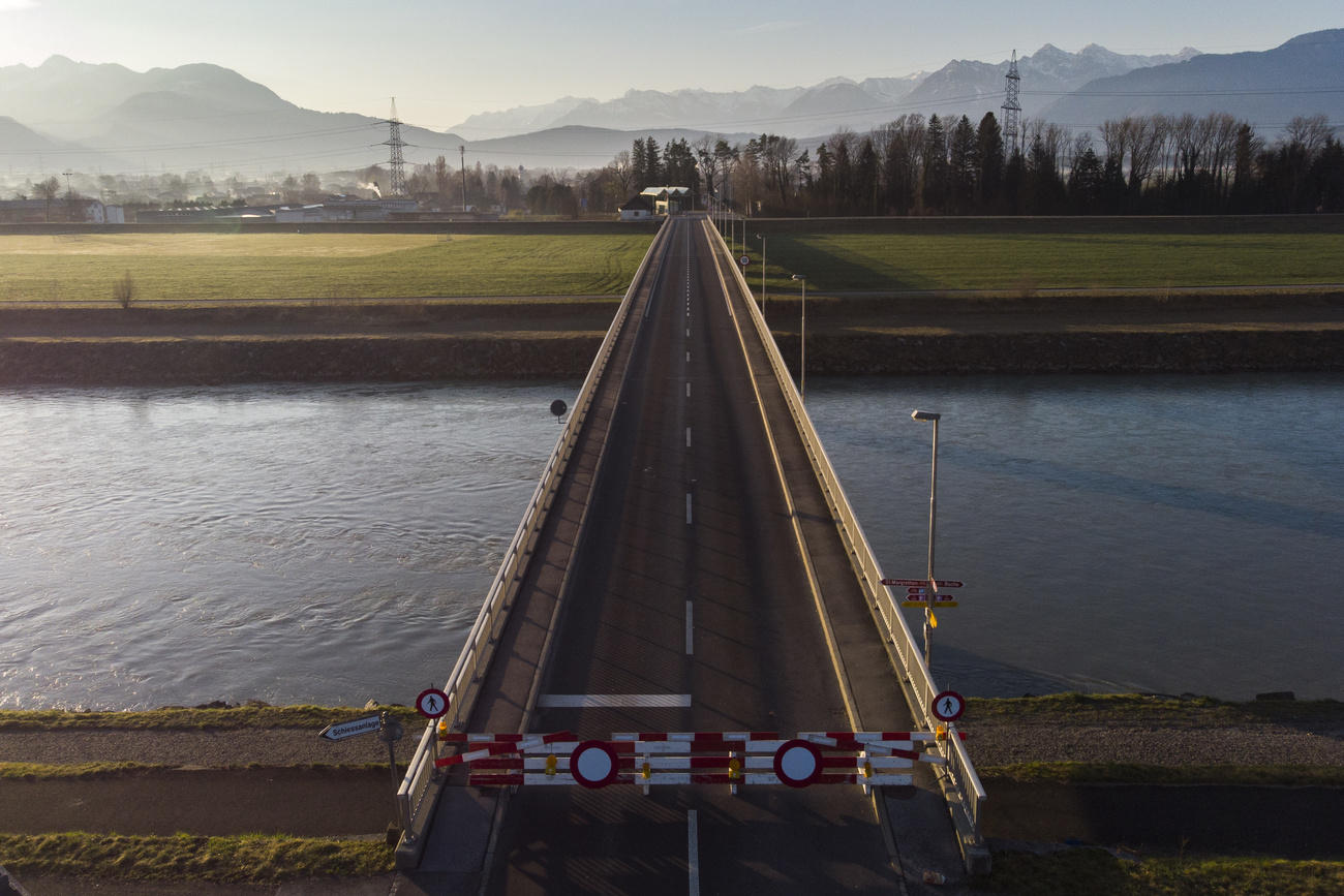 blocked bridge over water