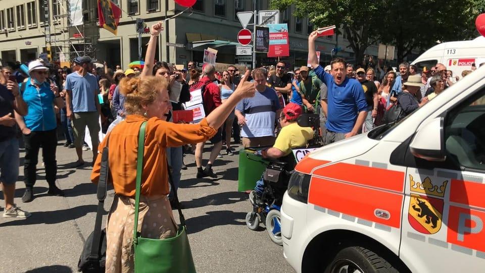 Protesters in Bern