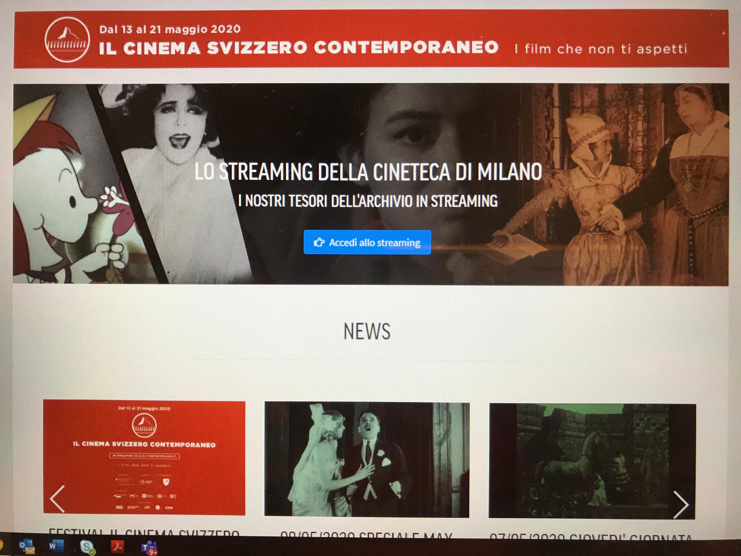 la homepage della cineteca di Milano dove pubblicizza la rassegna sul cinema svizzero