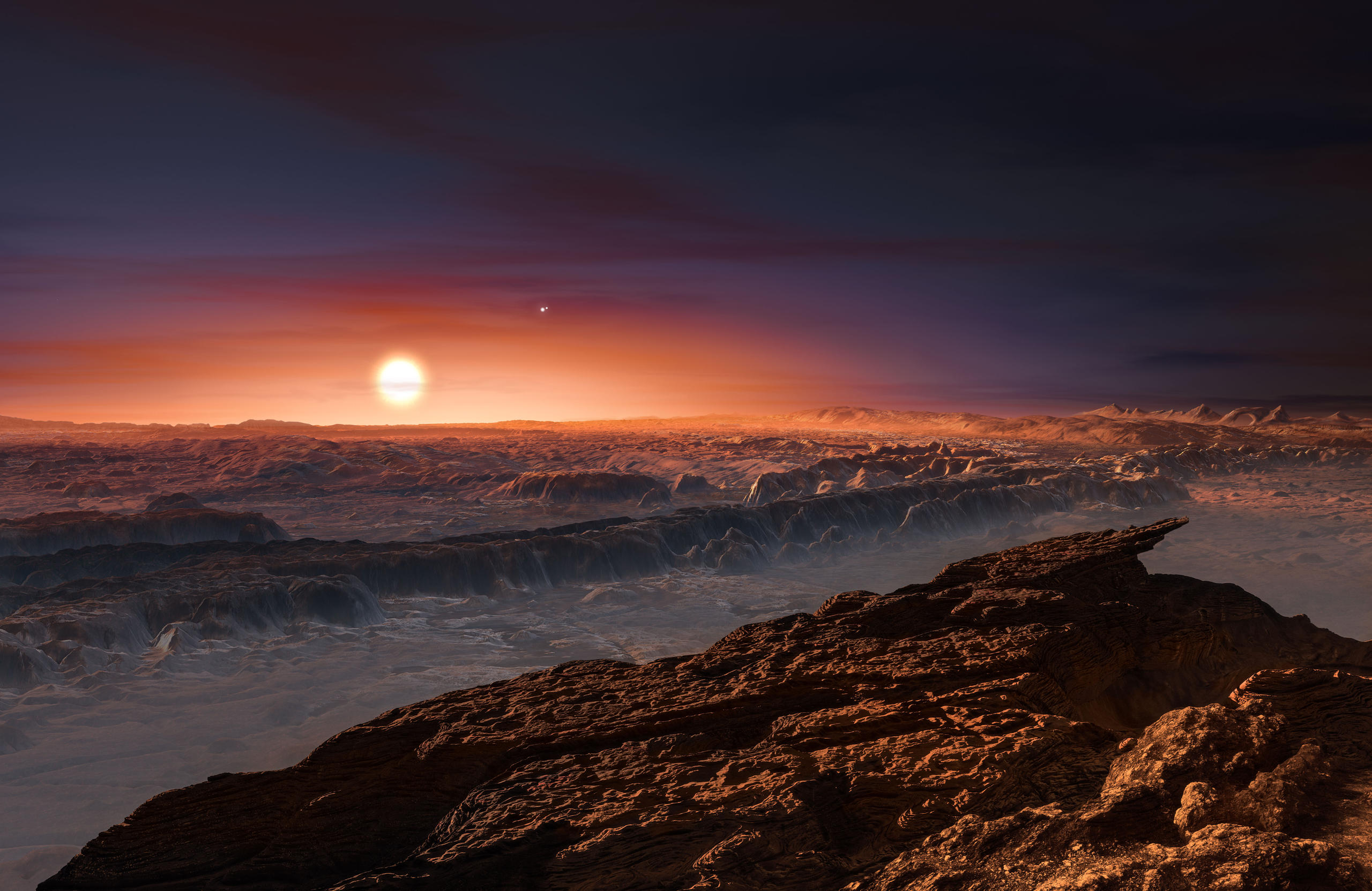 artist’s impression of the surface of the planet Proxima b