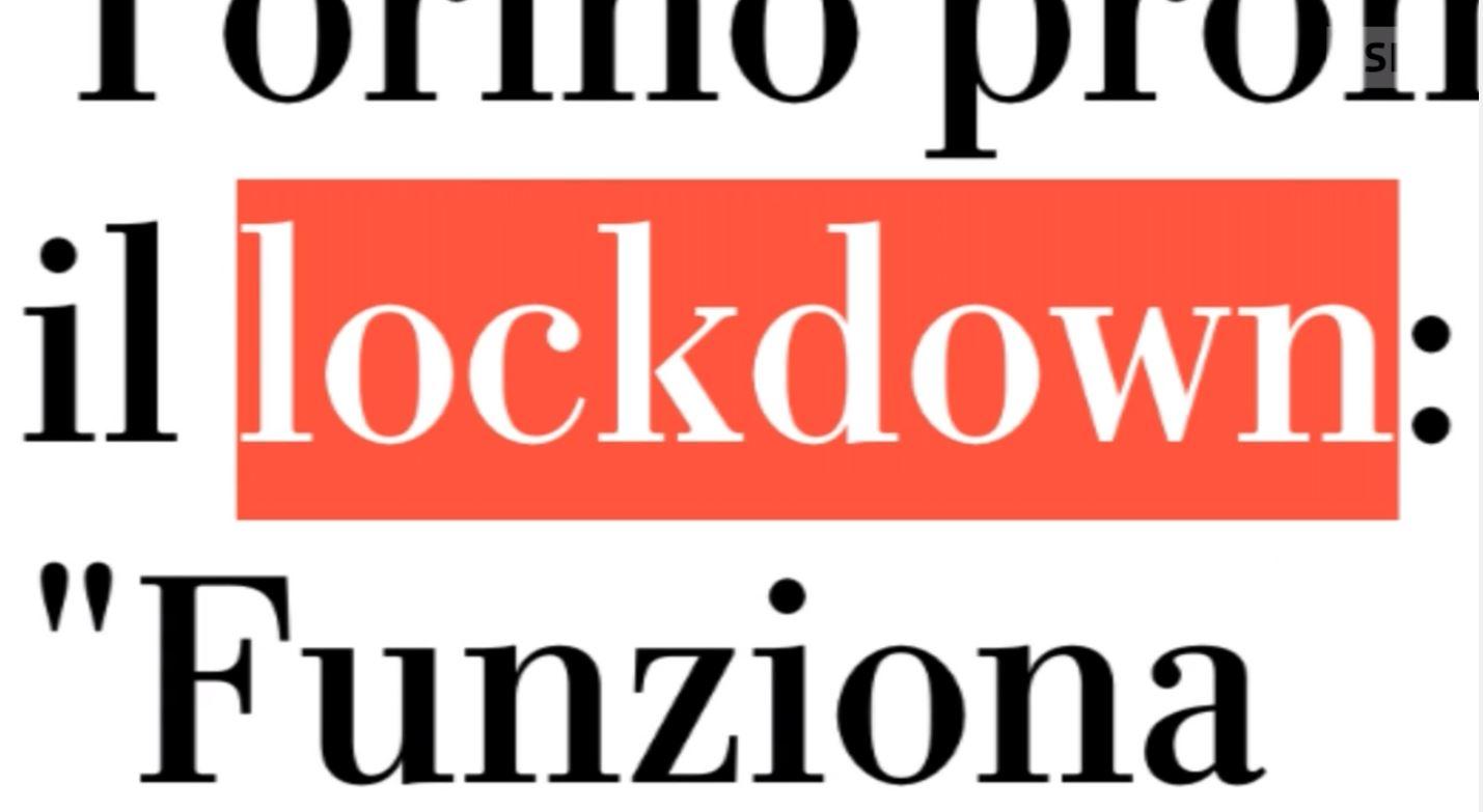 Parole di un titolo di giornale. Lockdown evidenziato