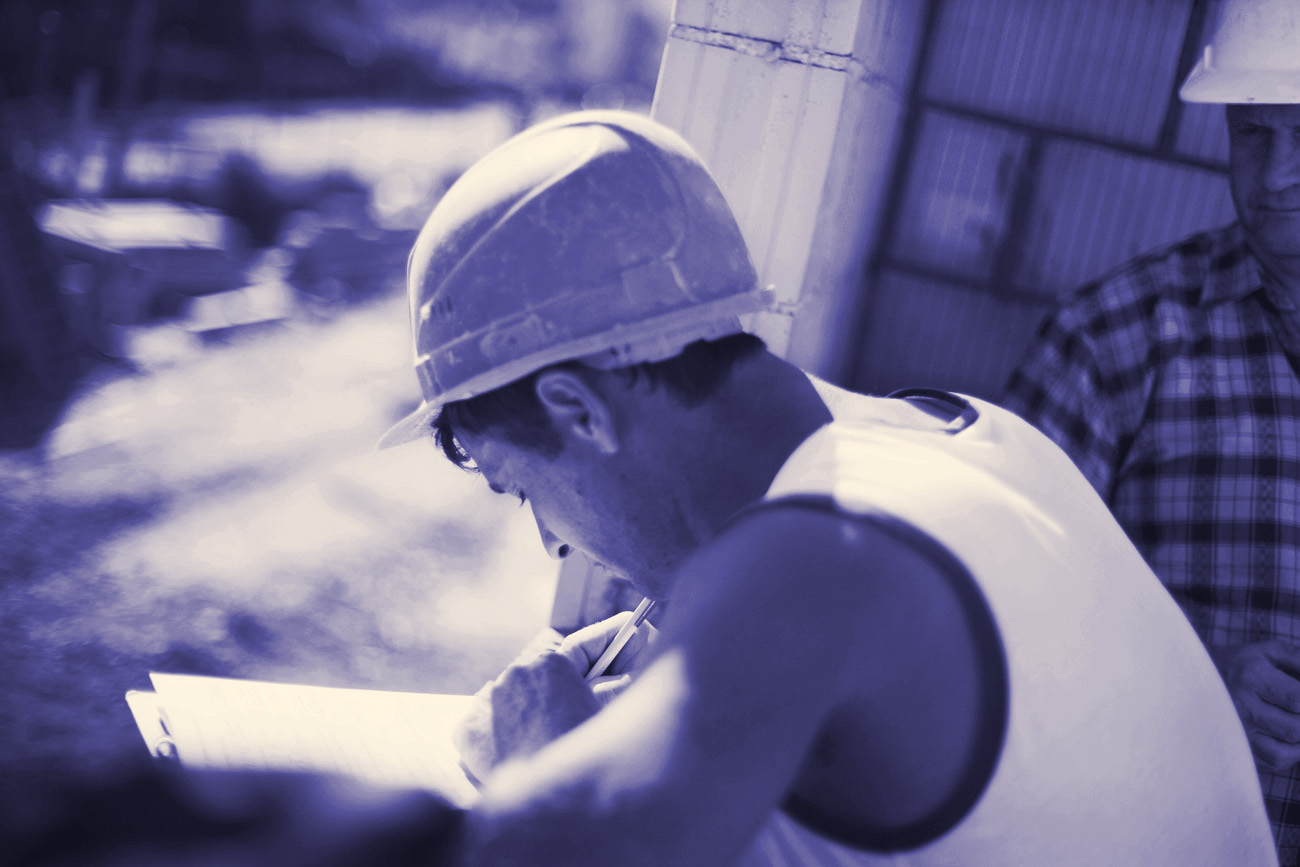 a worker with safety hard hat