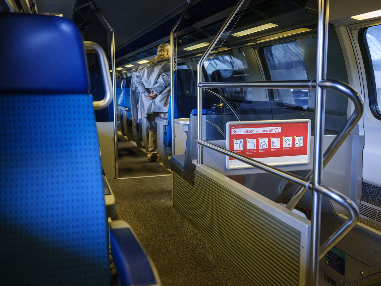 An almost empty train, as seen on June 8 in Zurich