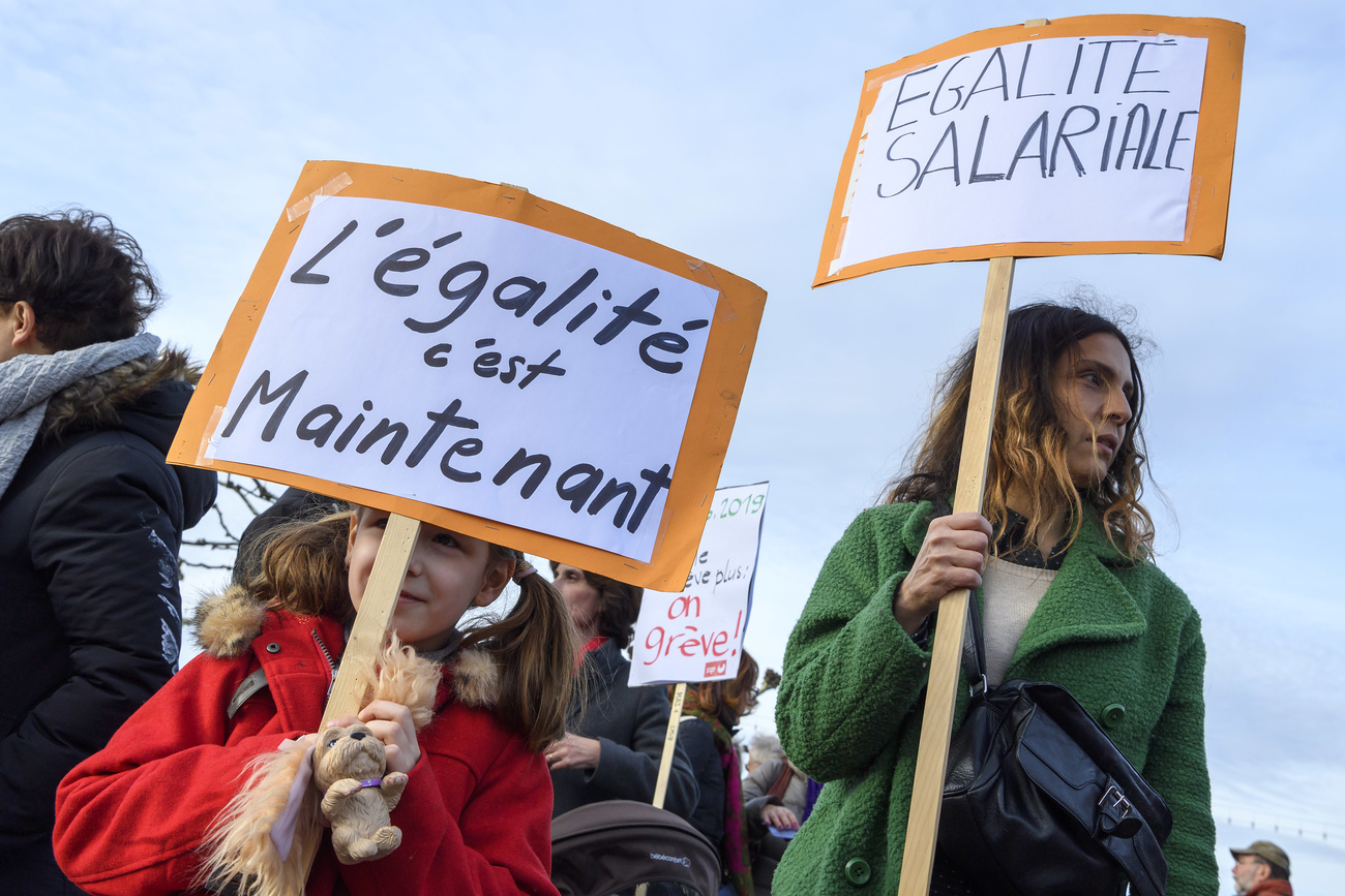 women demonstrating in Switzerland