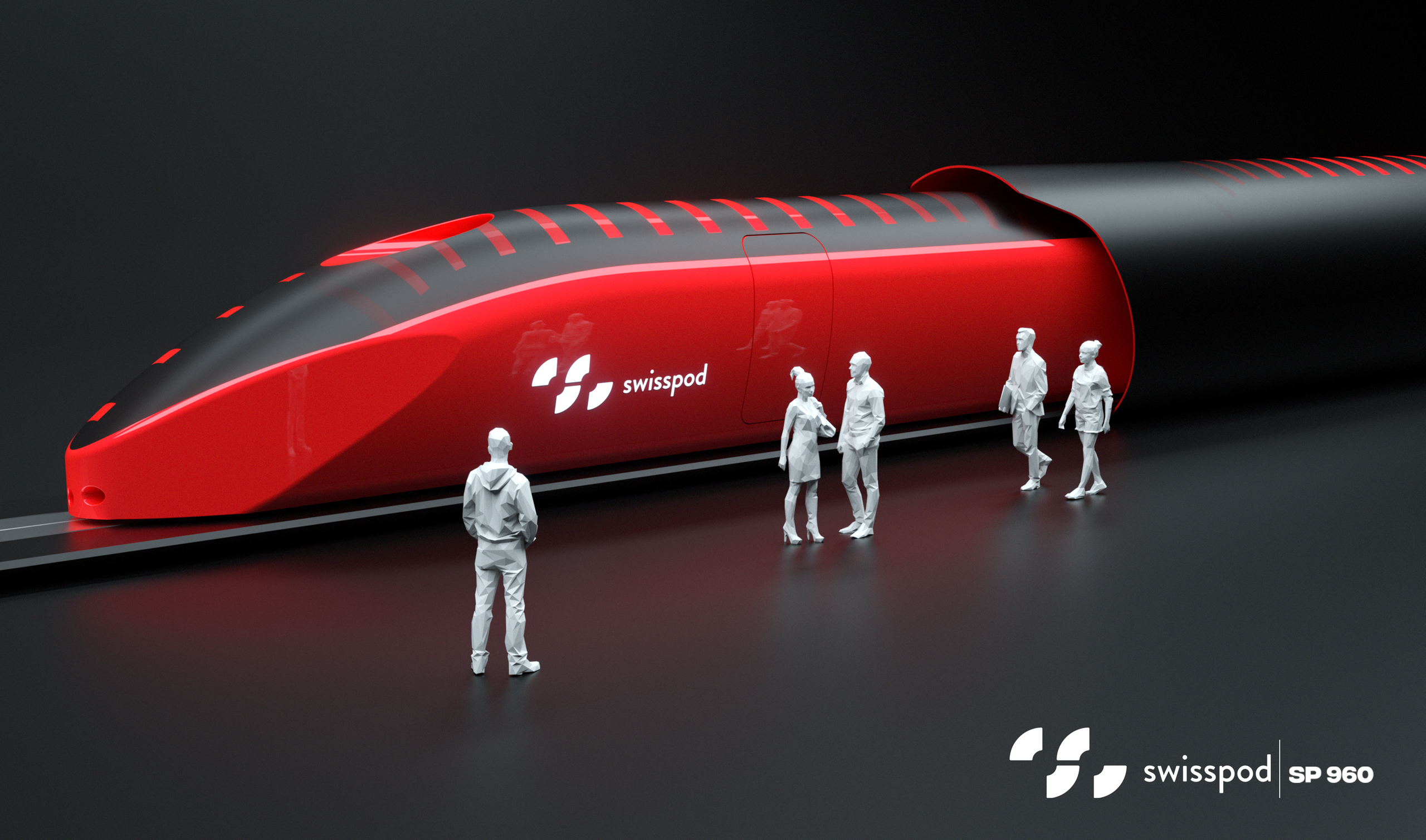 An artist s impression of a Swisspod hyperloop capsule