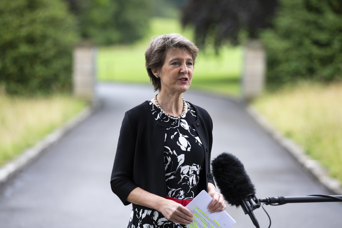 La conseillère fédérale Simonetta Sommaruga en interview au début du mois de juillet.