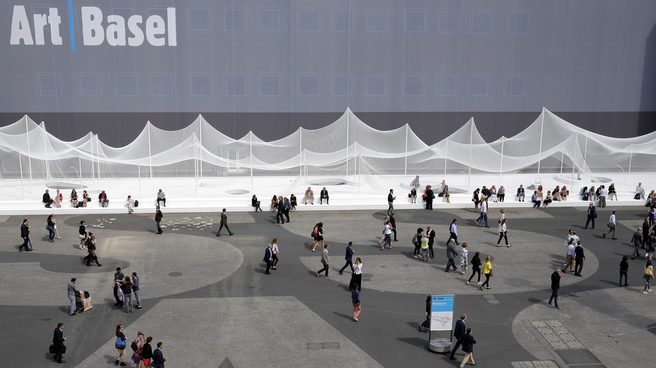 View of public square outside Art Basel fair