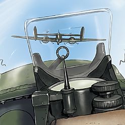 disegno che raffigura una battaglia aerea.