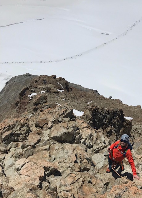 View of the flank of the Mönch mountain, down to the glacier below