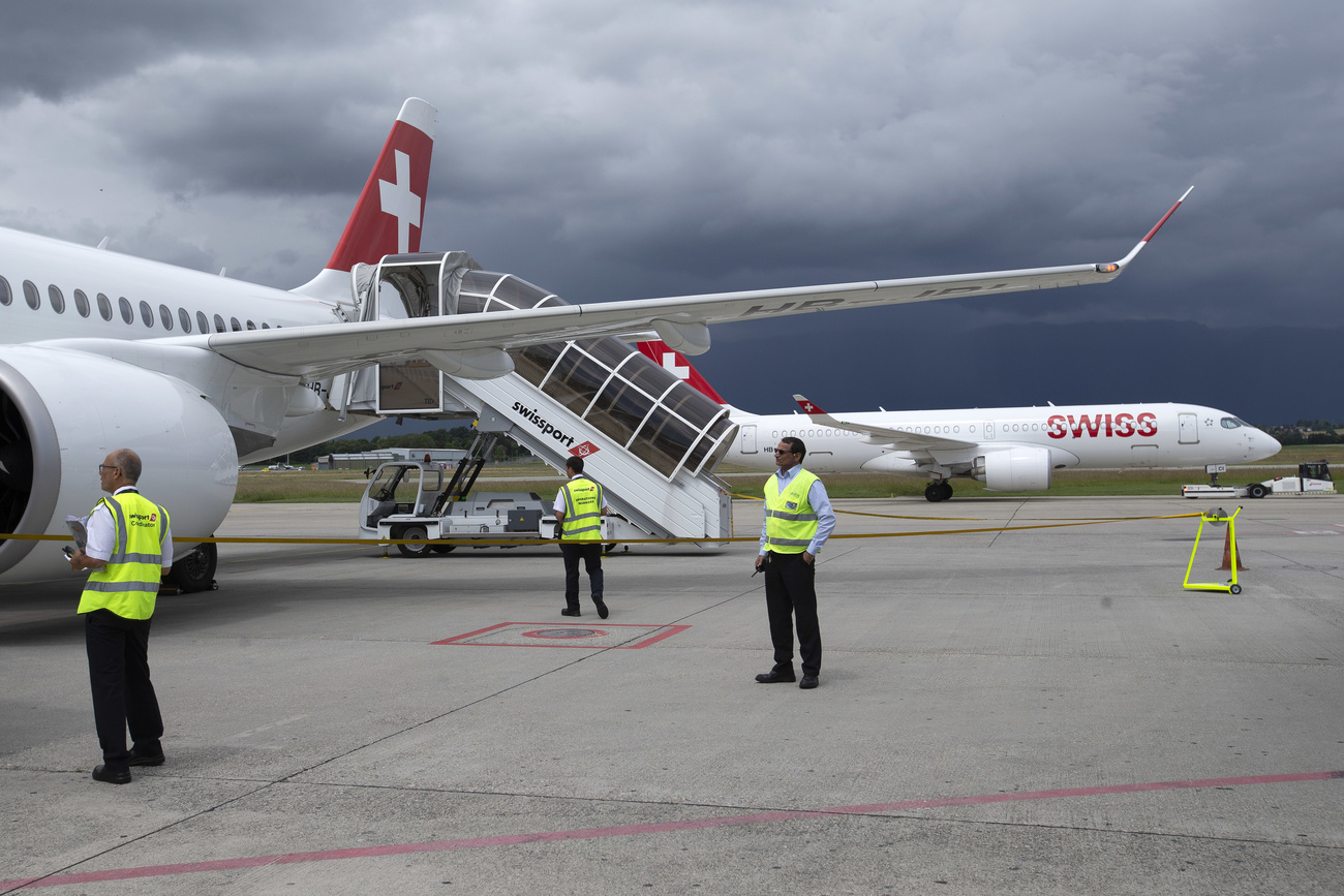 SWISS aircraft on the ground