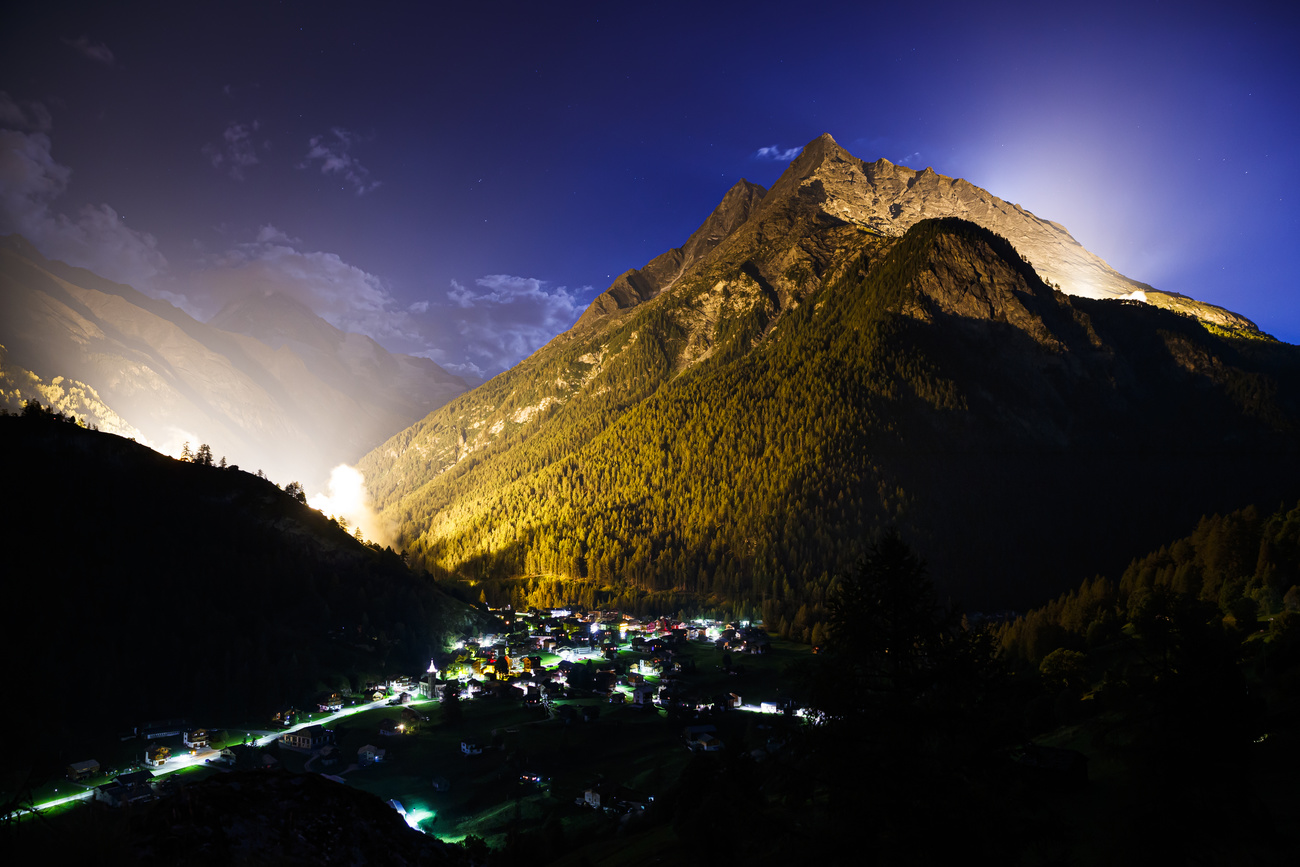 Mountain lit in the dark