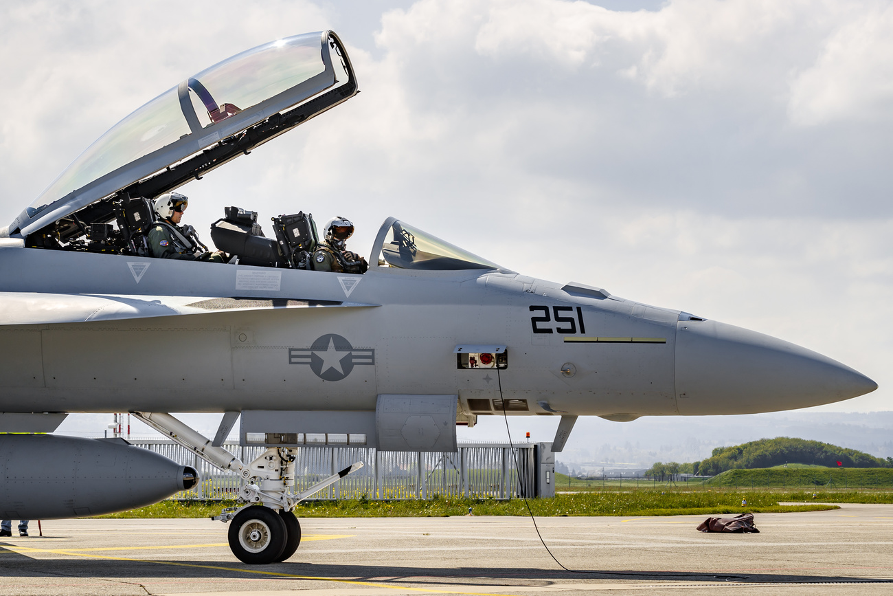 Fighter jet with two people on board