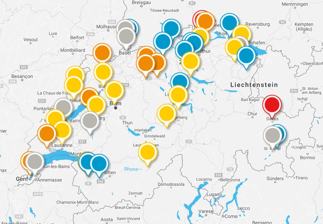 Overview of geothermal projects in Switzerland.