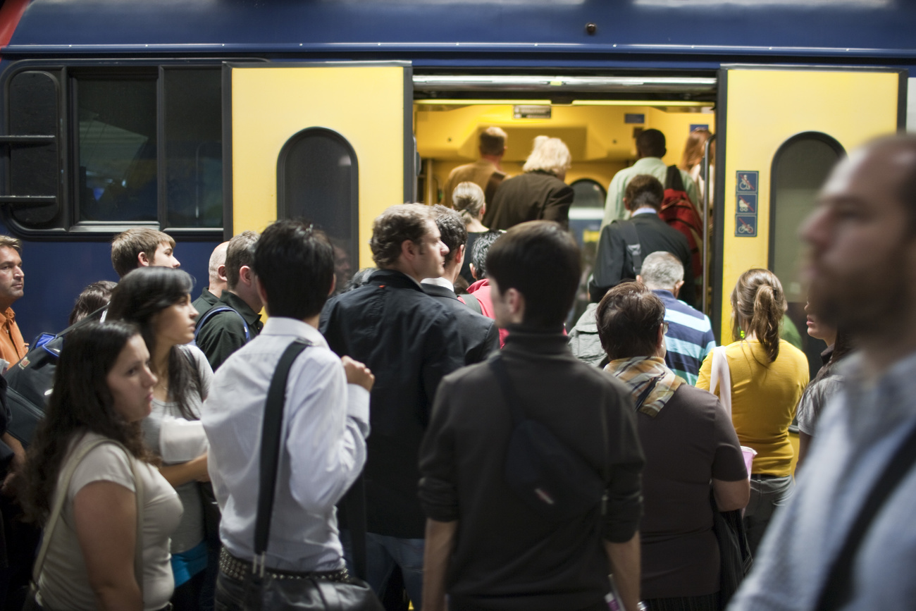 Passengers boarding train