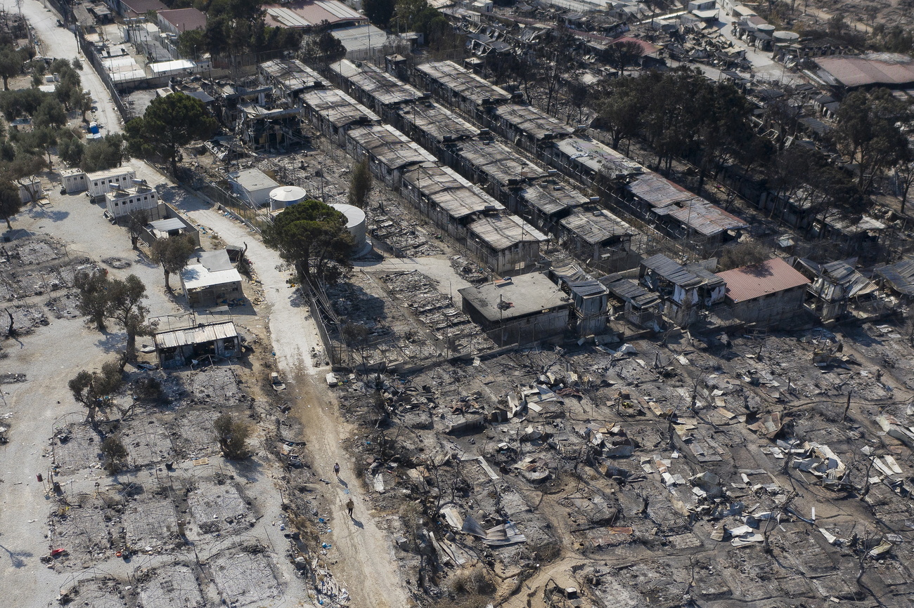burnt out refugee camp