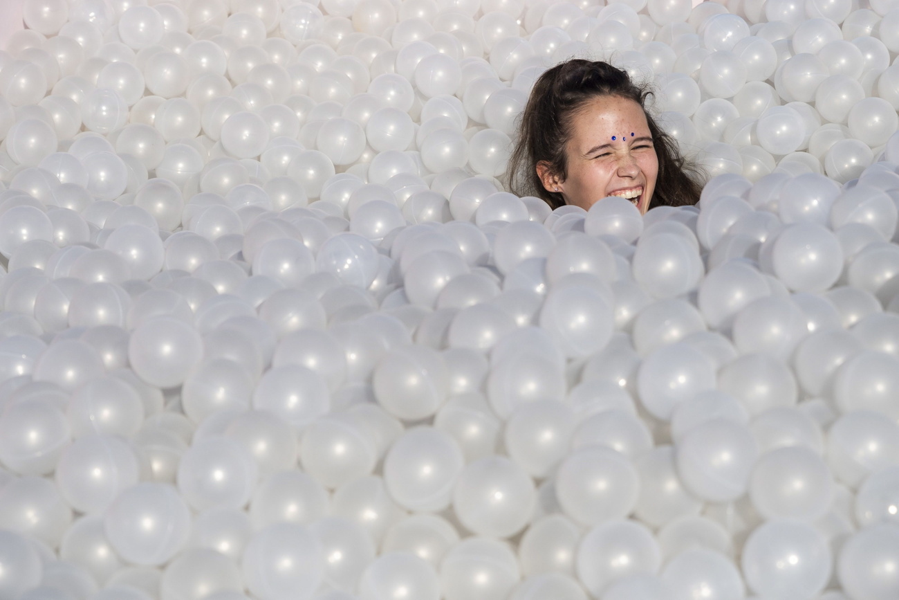 woman in ball pit