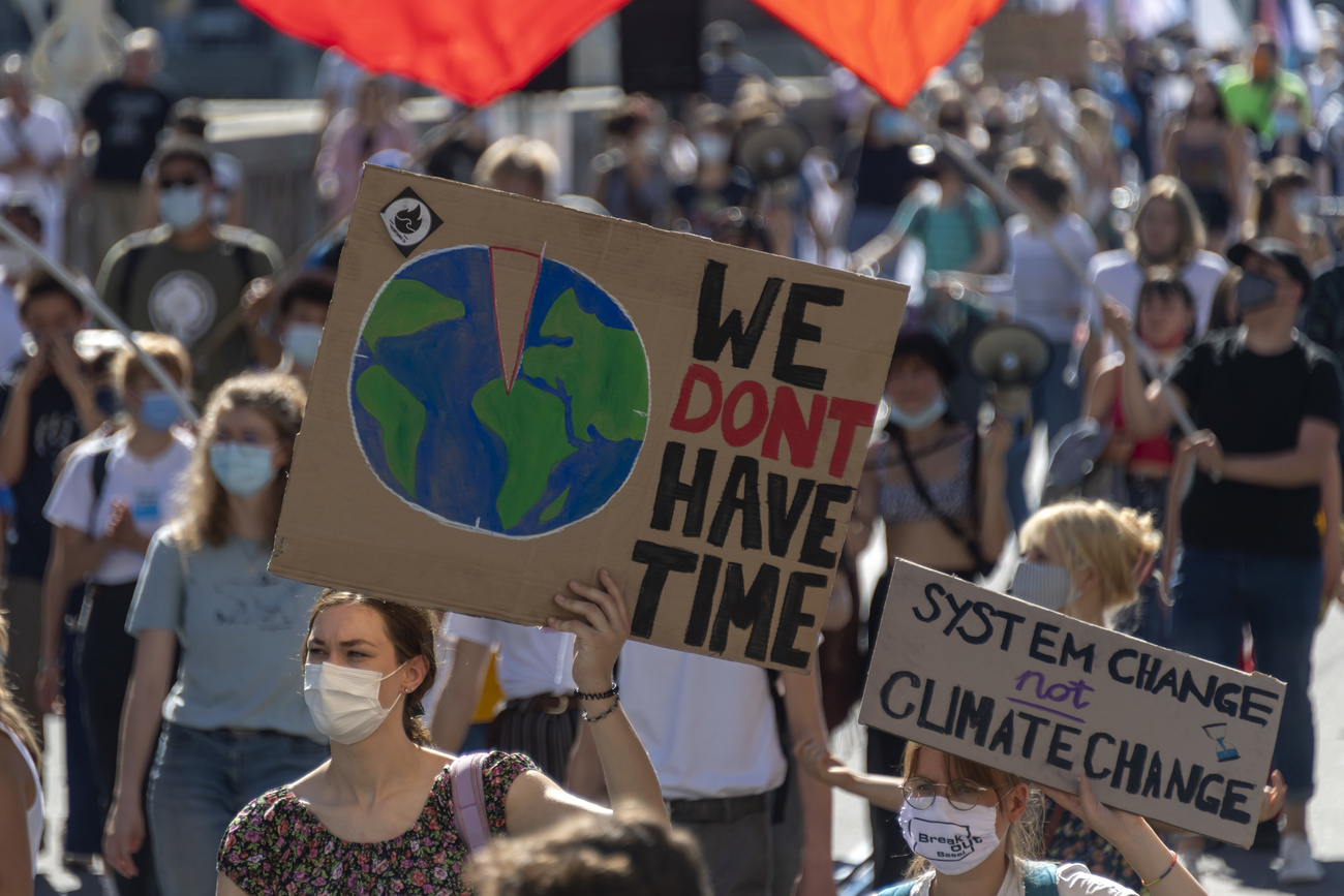 Young people at a climate strike in Basel
