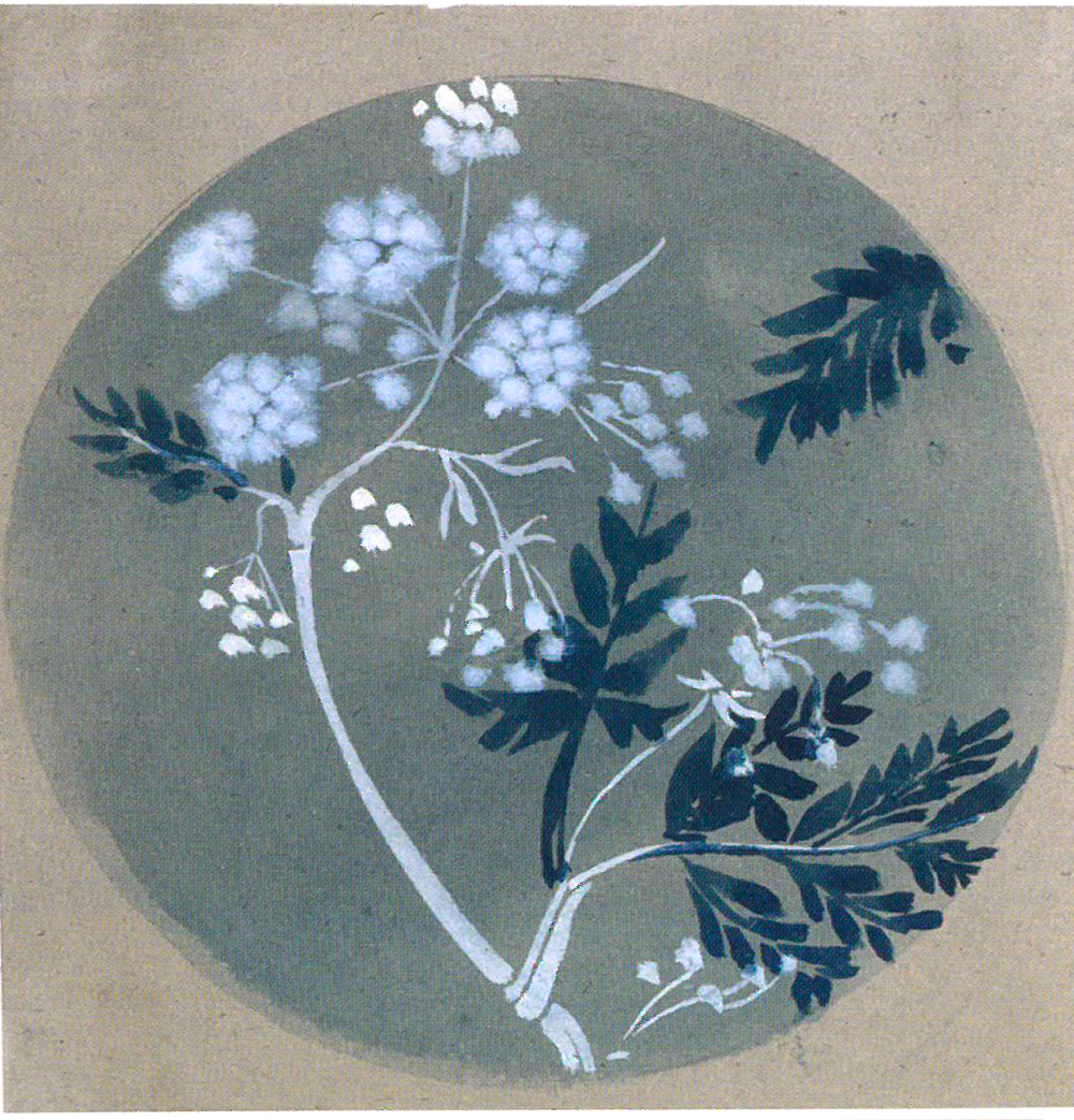 Dipinto a forma circolare con motivo floreale