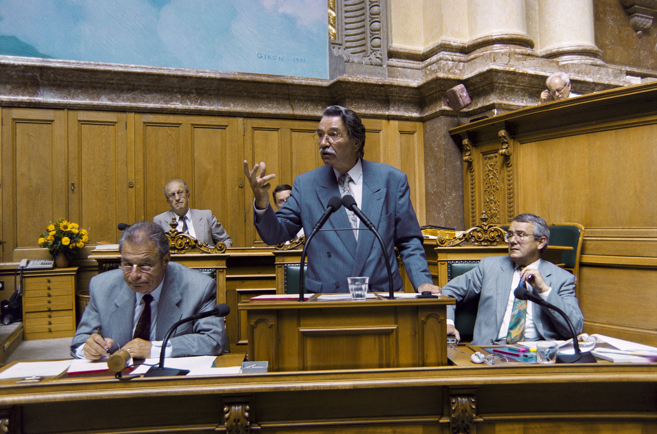 Foreign Minister Felber during a debate in parliament.