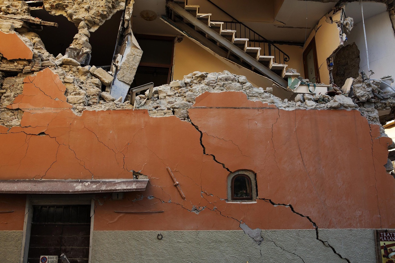 A damaged building in Amatrice, Italy following a devastating earthquake in August 2016.