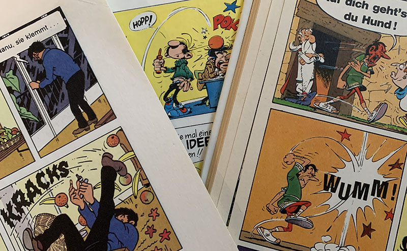 Moderne Comics mit Kraftausdrücken und Sternchen