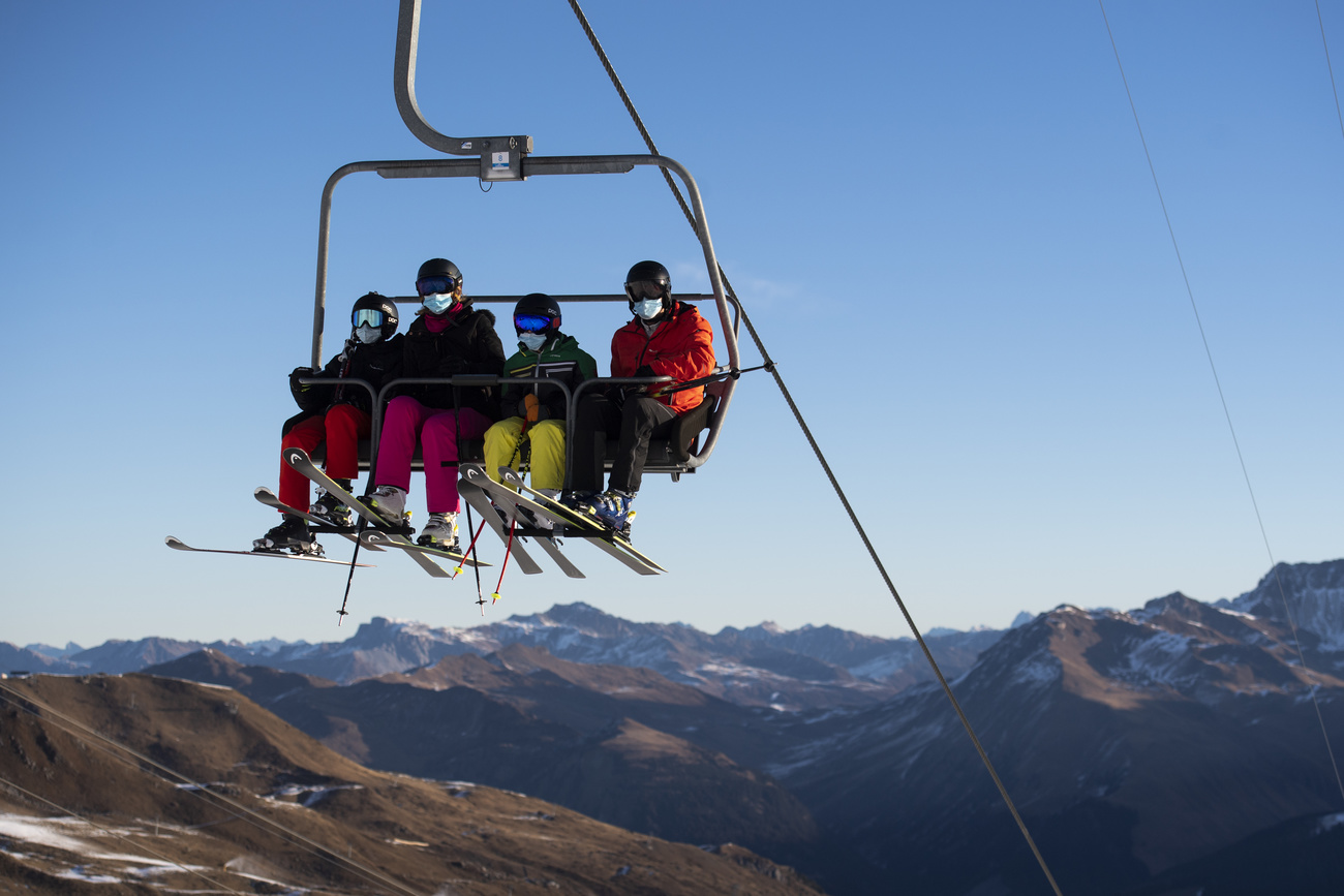 skiers with masks