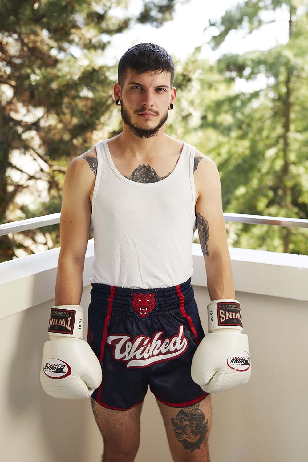 Portrait de Ryan, en vêtements de boxe