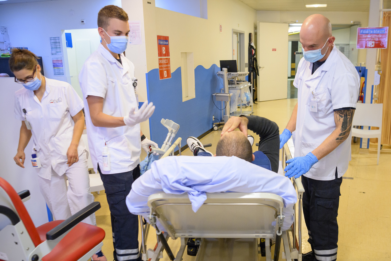 Patient being treated at a hospital