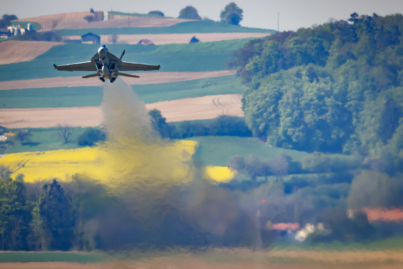Swiss fighter jet taking off