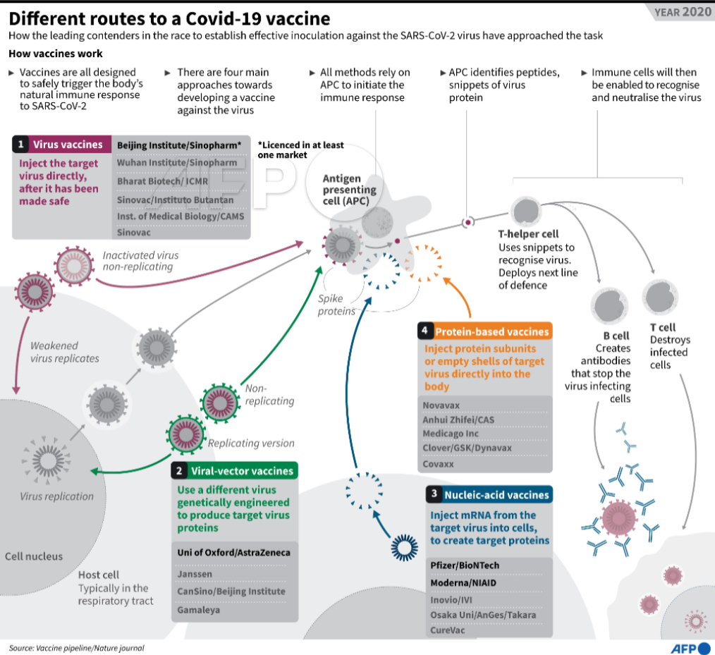 Different routes of a Covid vaccine