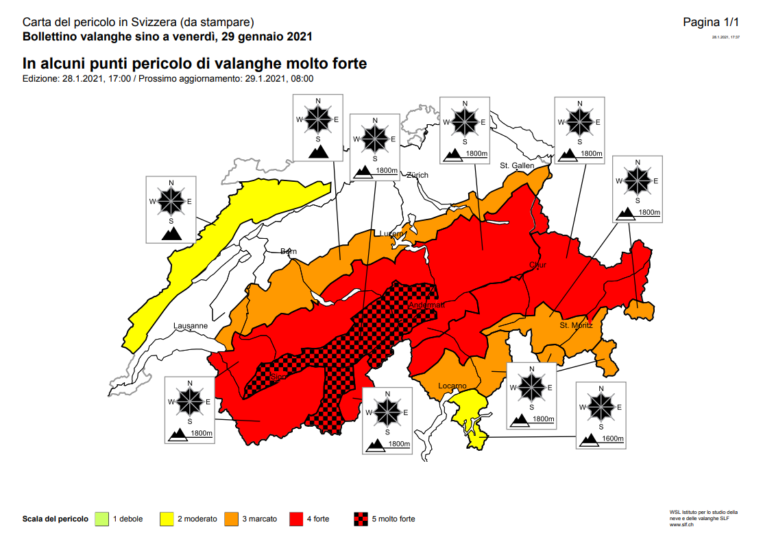 Cartina della Svizzera con alcune regioni segnate in diversi gradi di rosso, arancione, giallo
