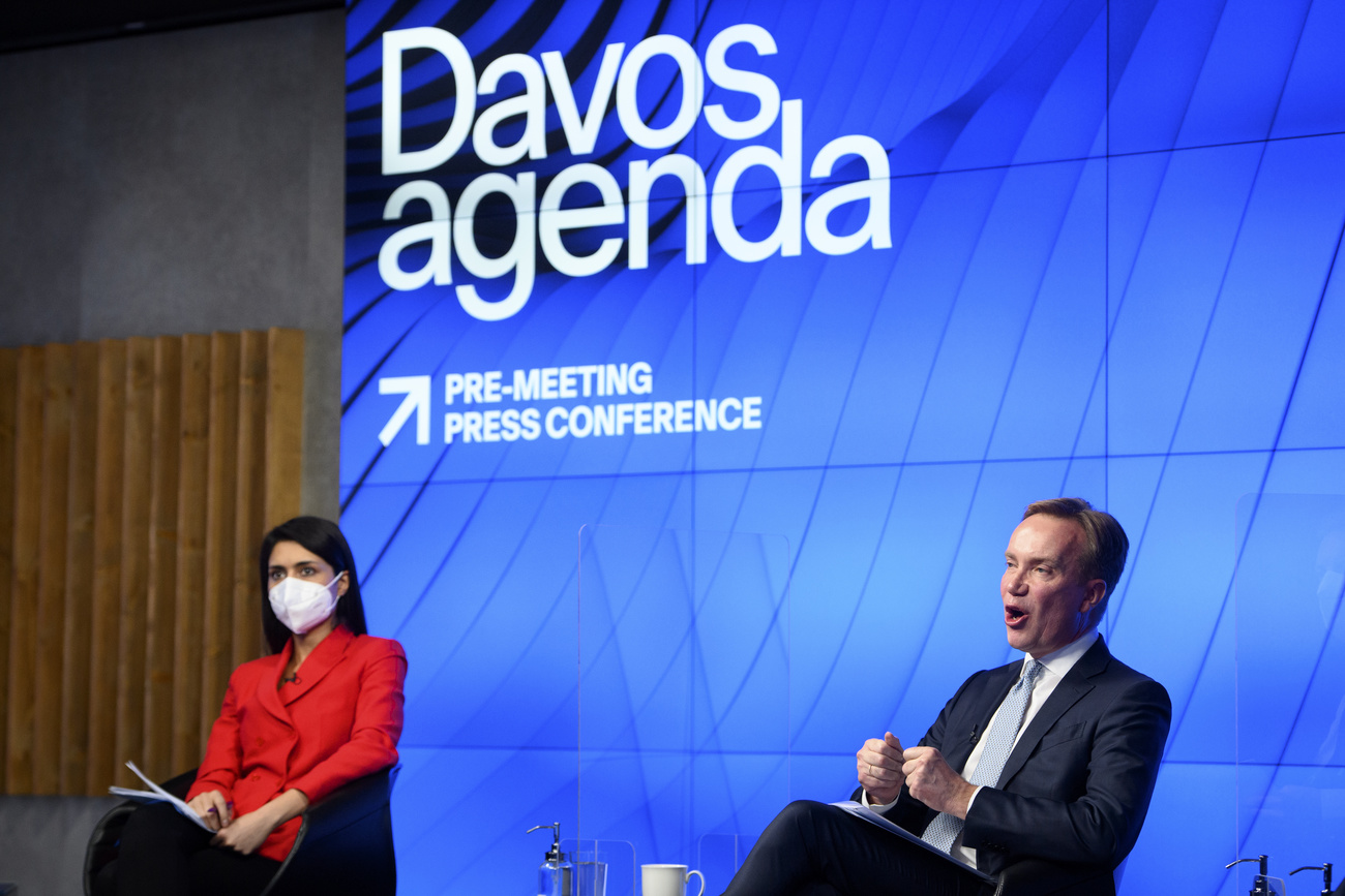 Two people in stage at WEF