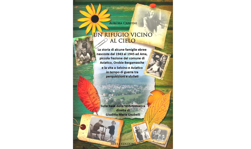 Copertina di libro Un rifugio vicino al cielo con foto d epoca di un paesino prealpino e sinossi dell argomento trattato