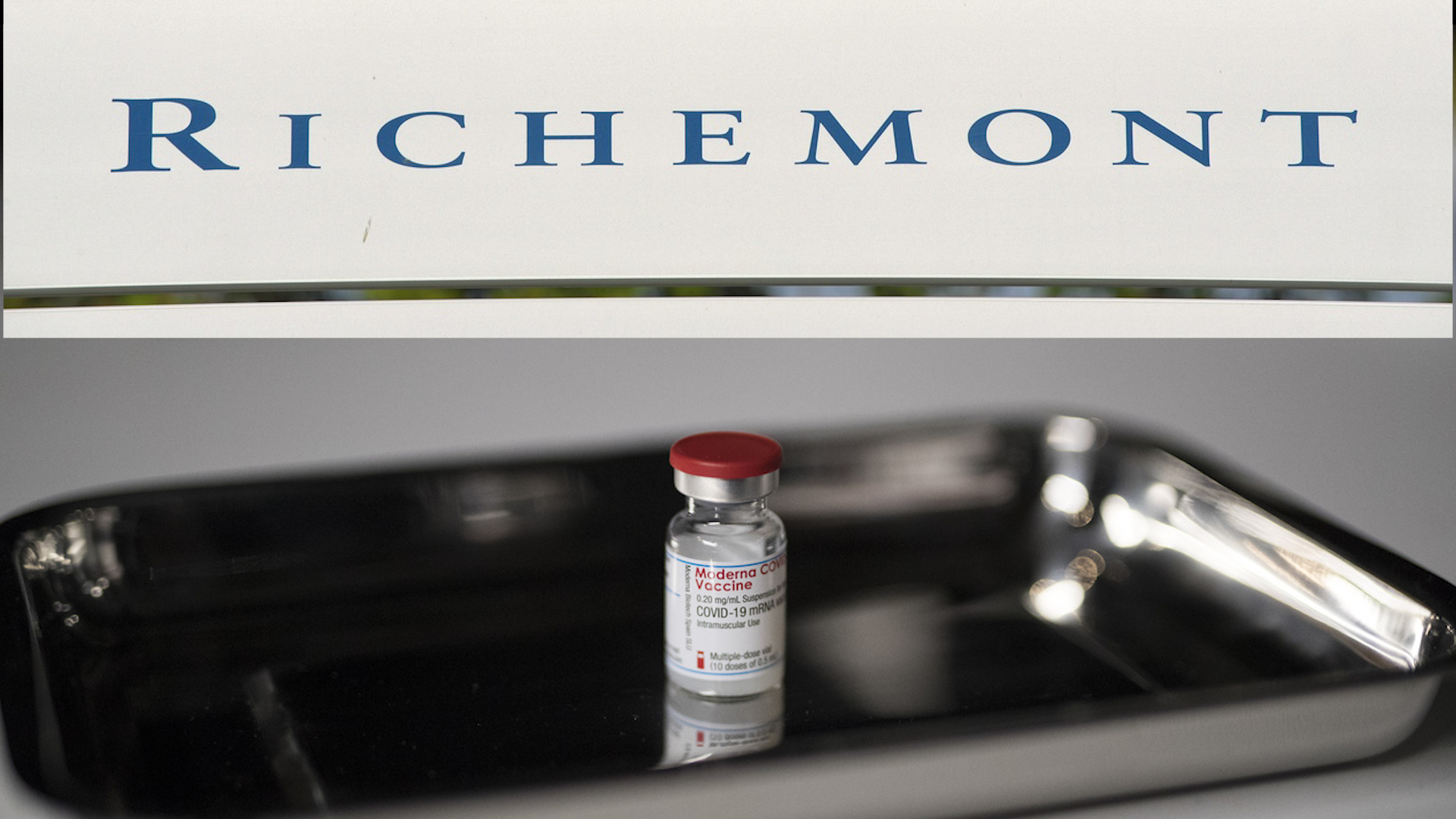 Logo della Richemont e una dose di vaccino
