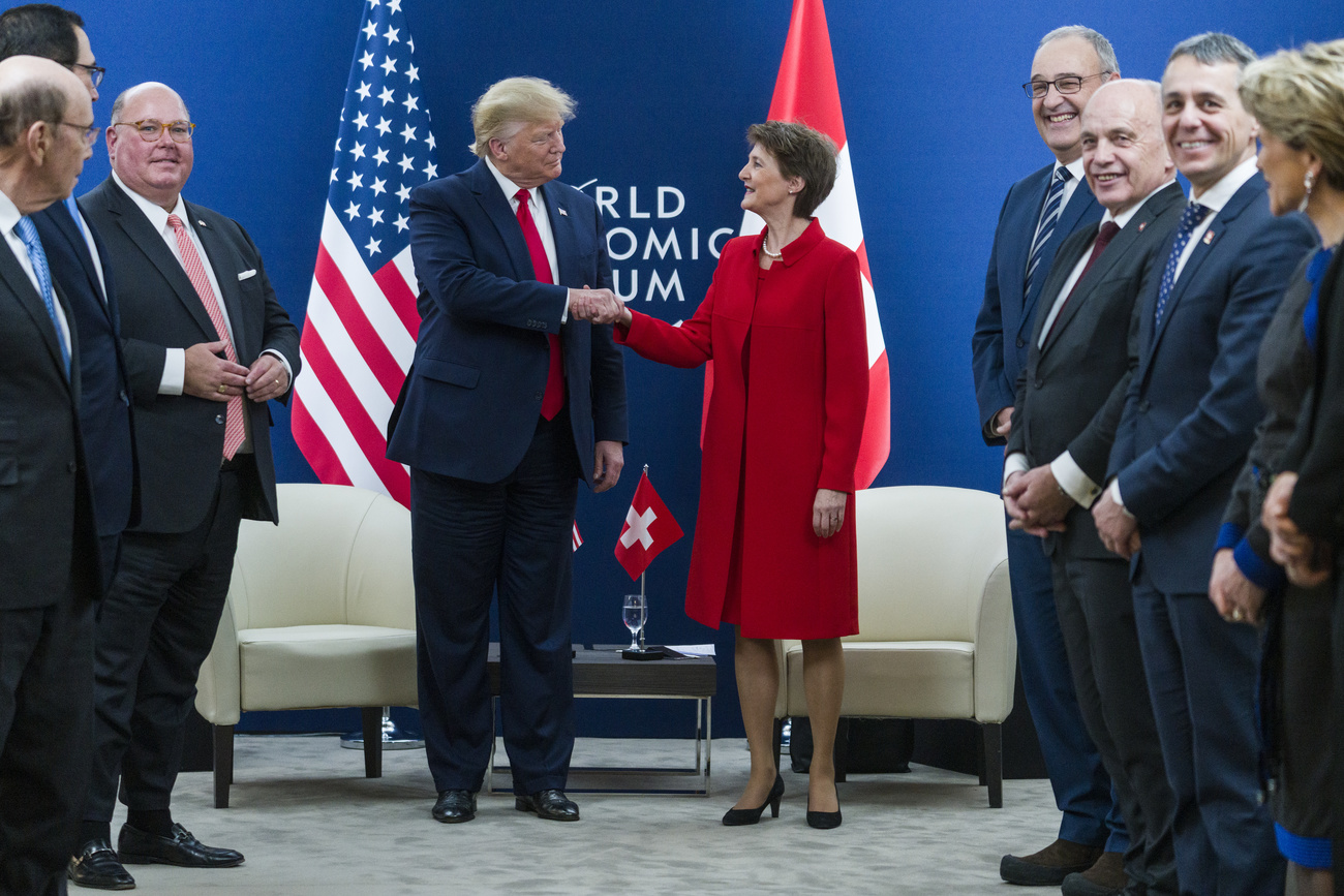 Donald Trump and Simonetta Sommaruga in January 2020