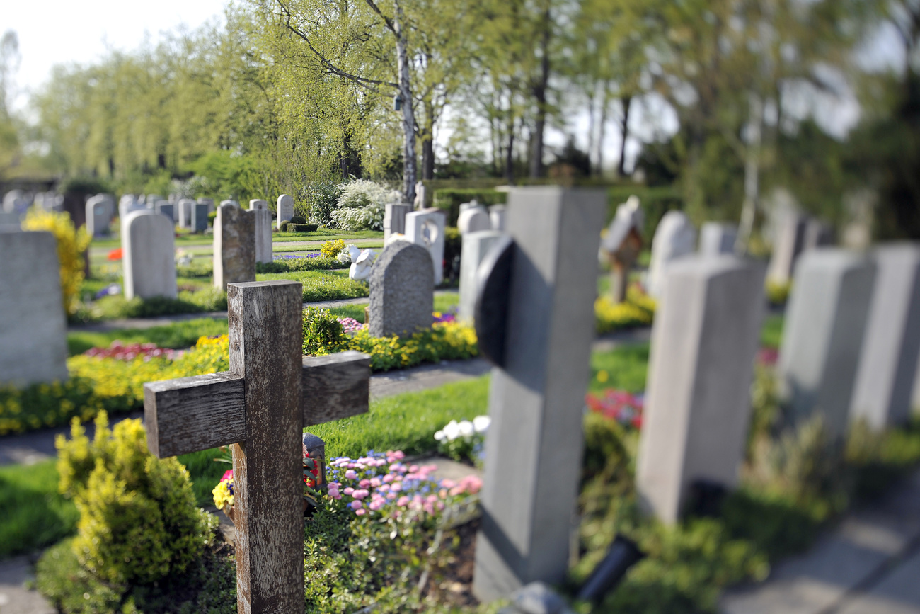 Lápidas en un cementerio.