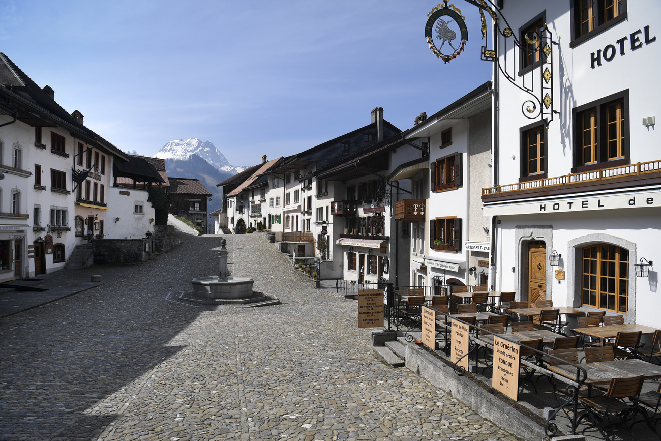 Empty street with mountain view