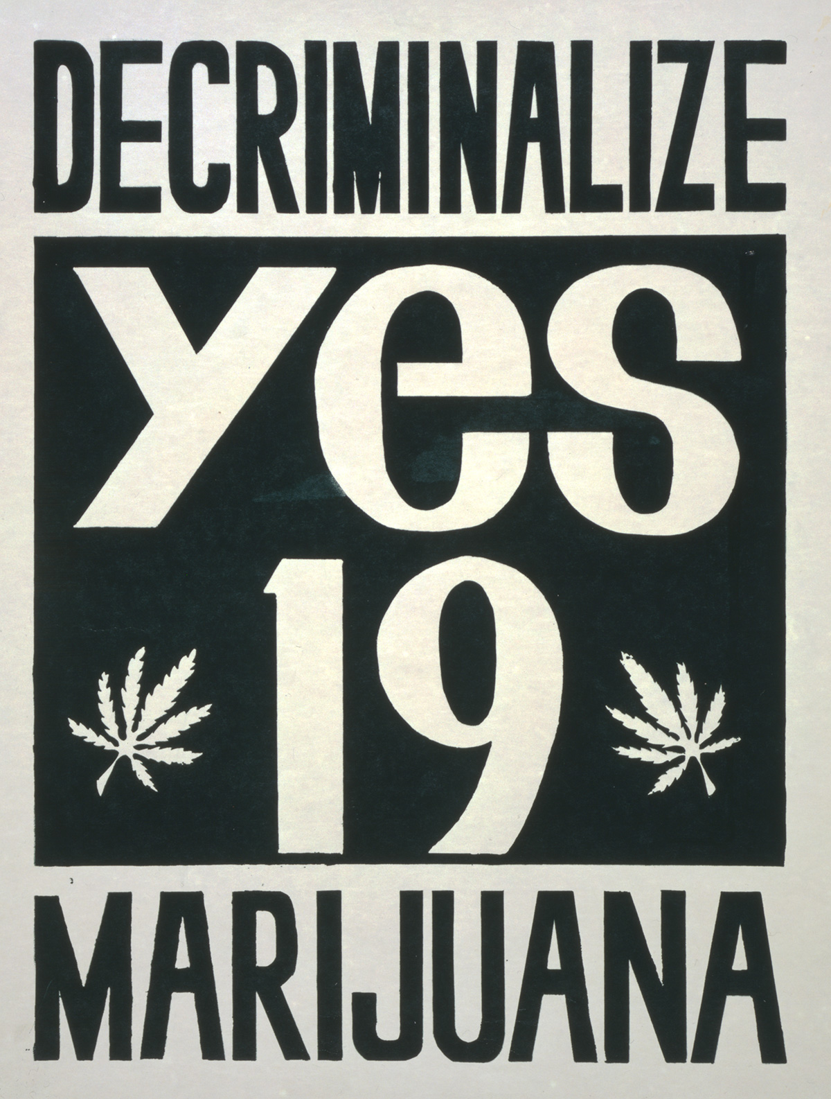 Affiche en anglais pour la décriminalisation du cannabis